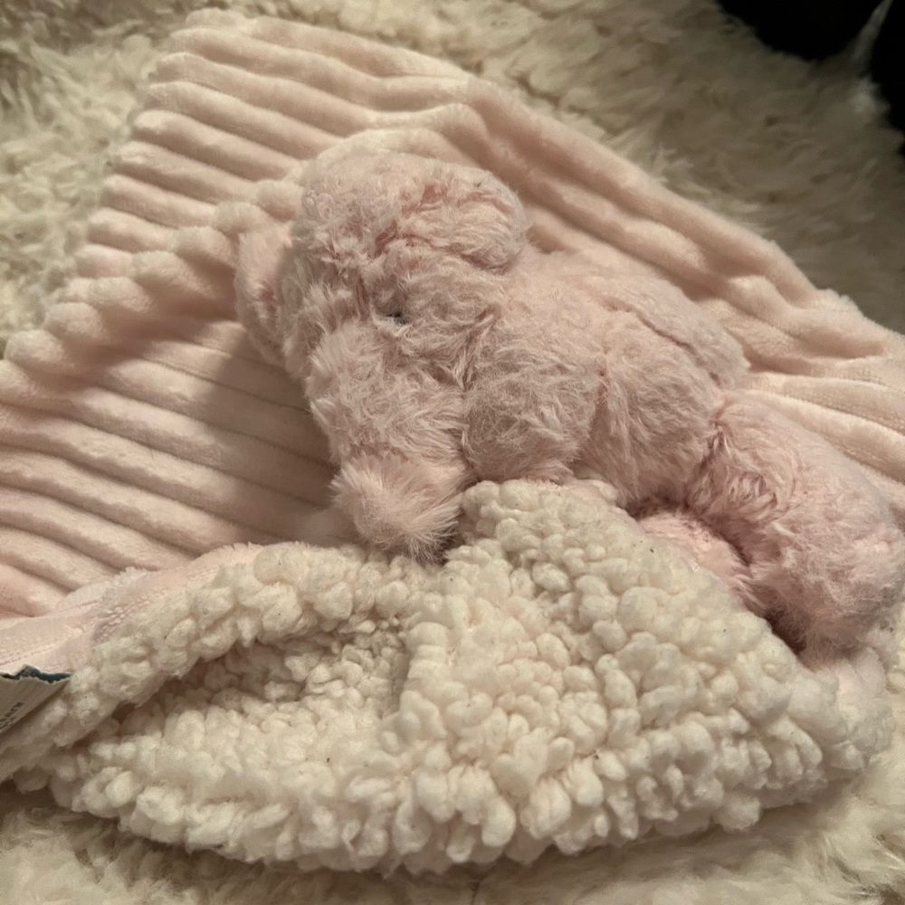 mon lapin Elephant baby LOVEY SECURITY BLANKET mauve ribbed sherpa 12x12